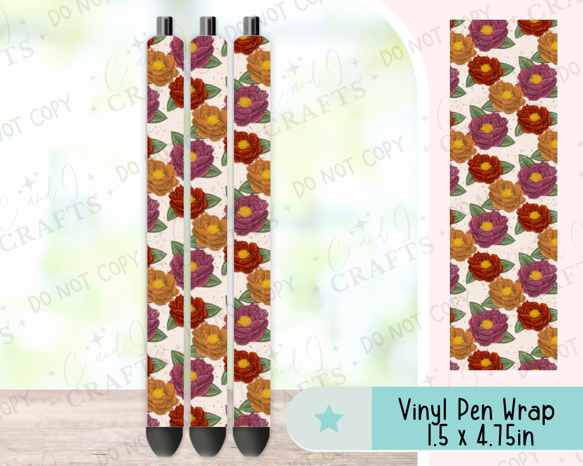 Fall Floral Vinyl Wrap for Pens -0038
