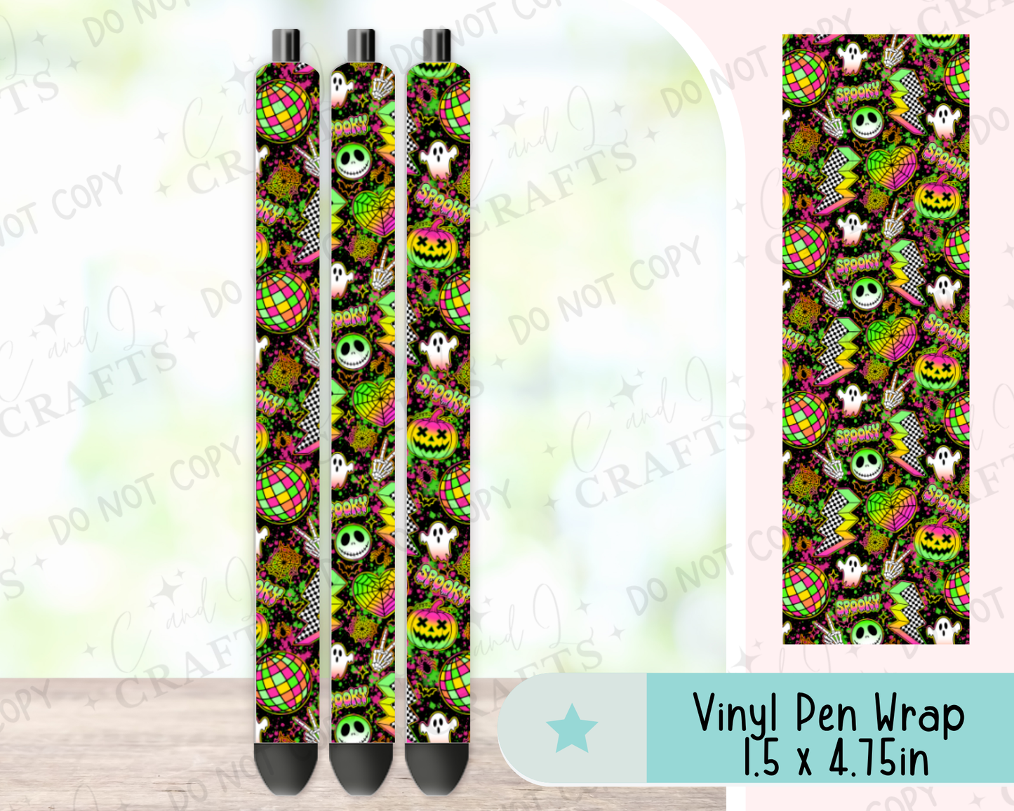 Neon Spooky Vinyl Wrap for Pens -0033