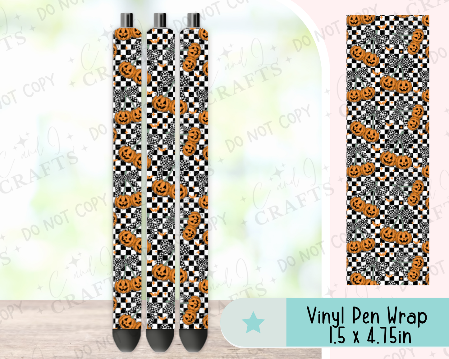 Pumpkin Checker Vinyl Wrap for Pens -0032