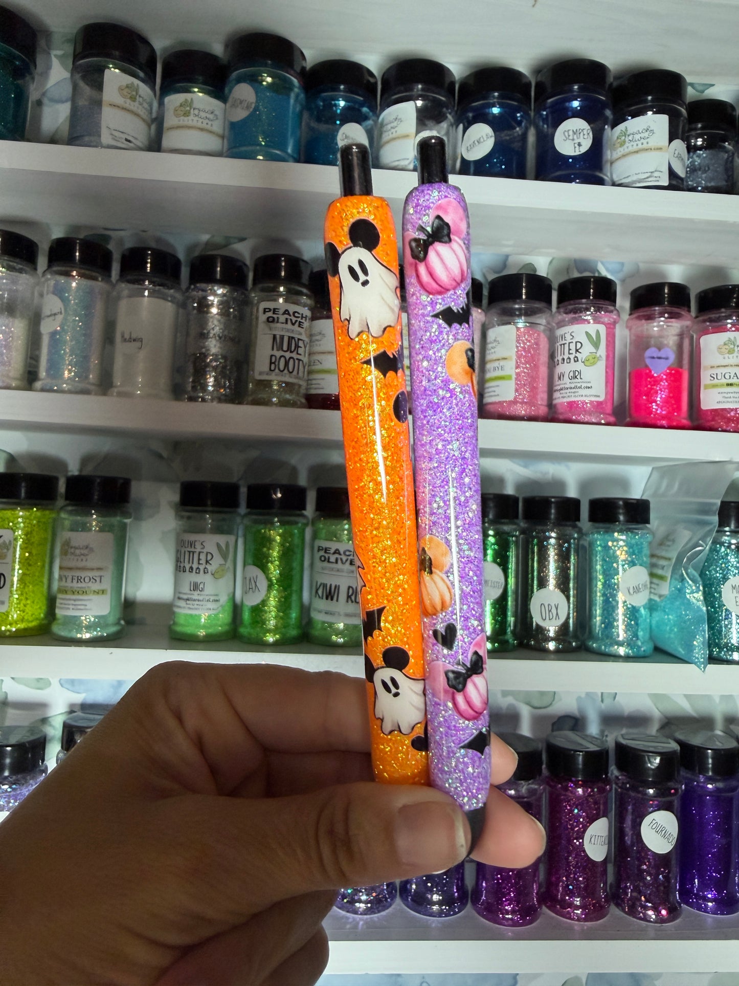 Ghost Pumpkin with ears Glitter Pen