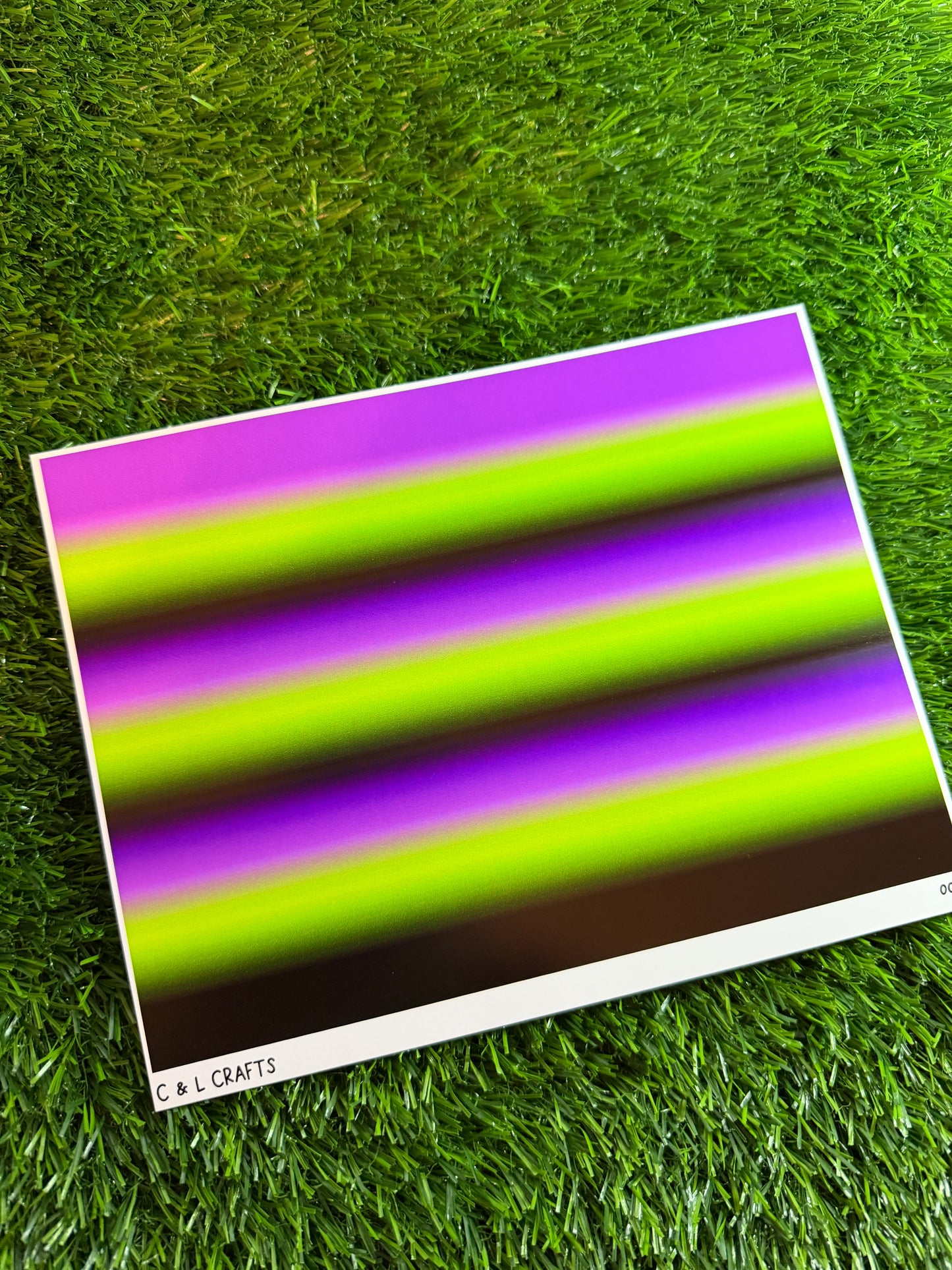 Purple Green Black Ombre- Printed Vinyl Sheet Semi-Gloss- 6" x 8" (Copy)