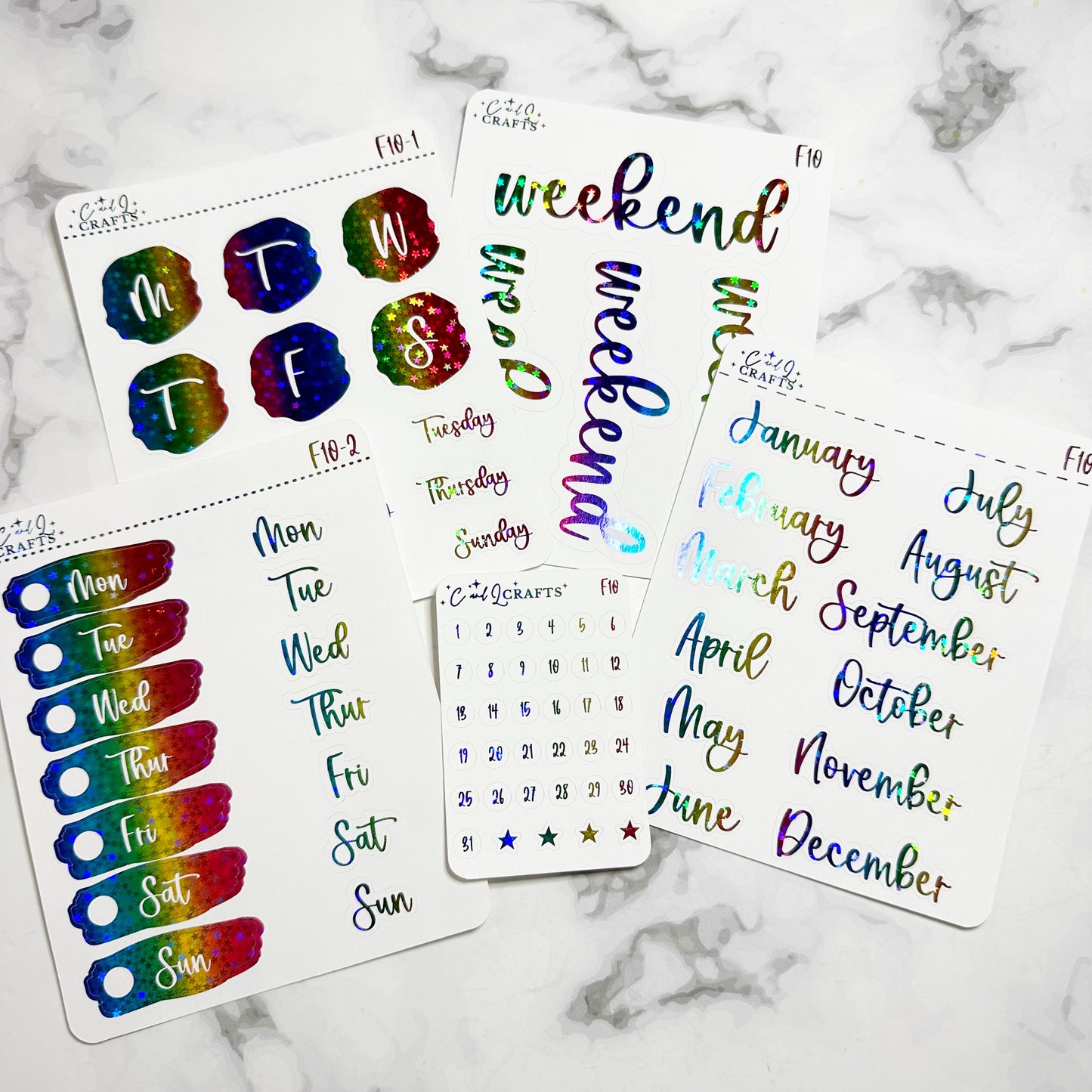 Font 10 Foil Stickers