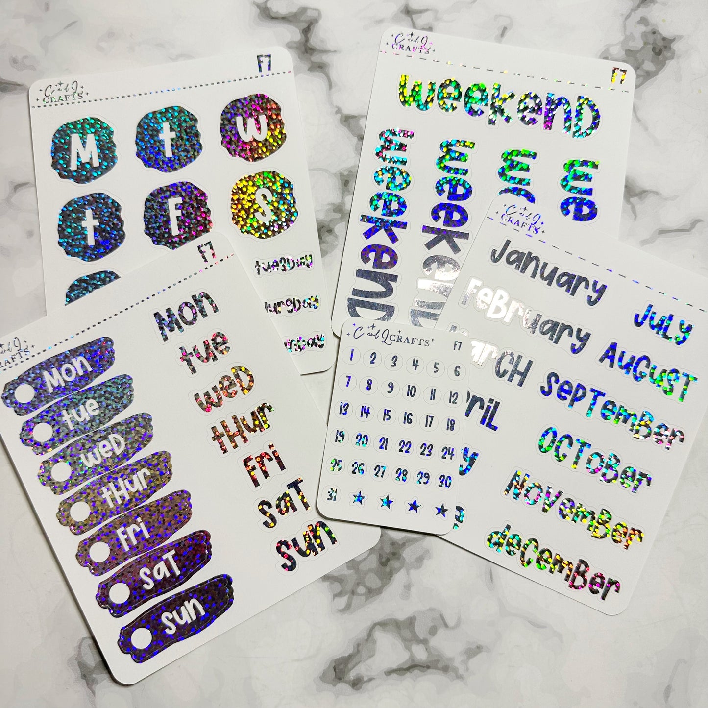 Font 7 Foil Stickers