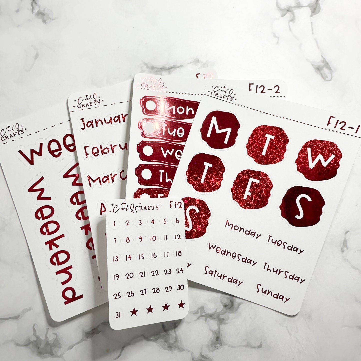 Font 12 Foil Stickers