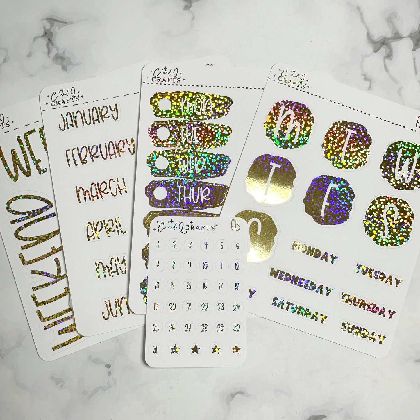 Font 15 Foil Stickers