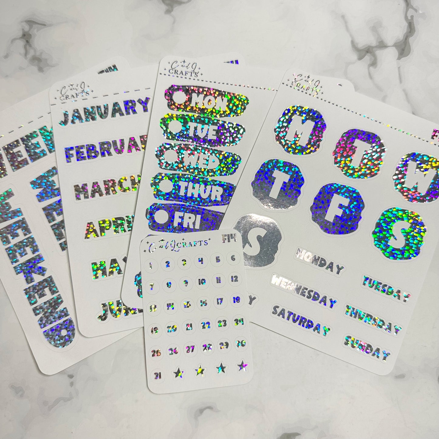 Font 14 Foil Stickers