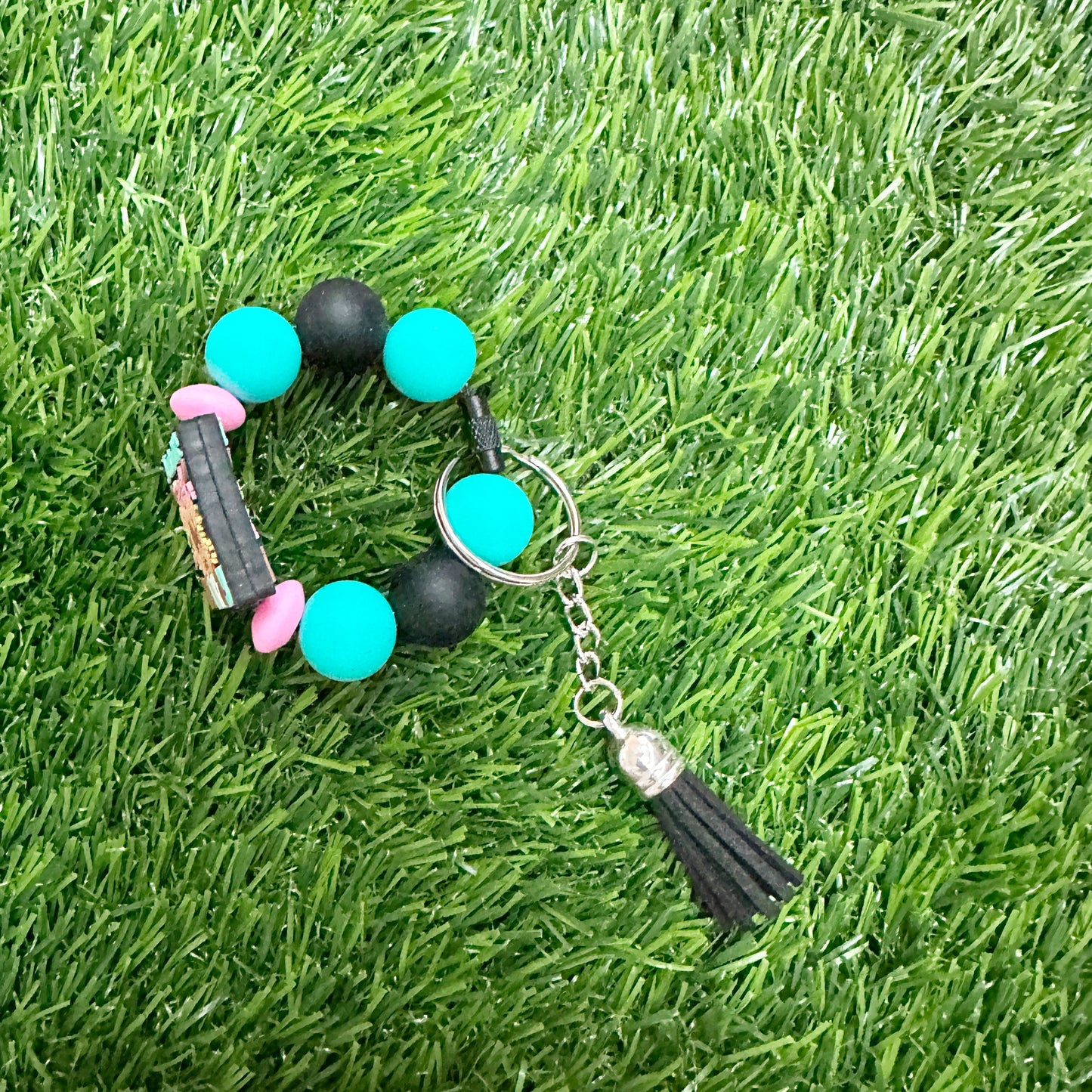 Just a Little Moody Cup Charm, Small Key Ring with Silicone Beads