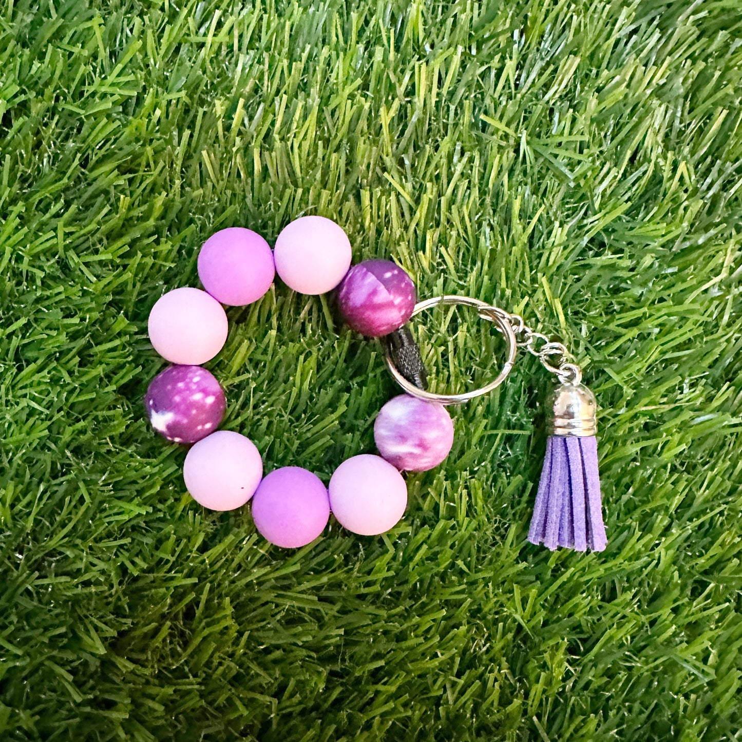 Galaxy Cup Charm, Small Key Ring with Silicone Beads