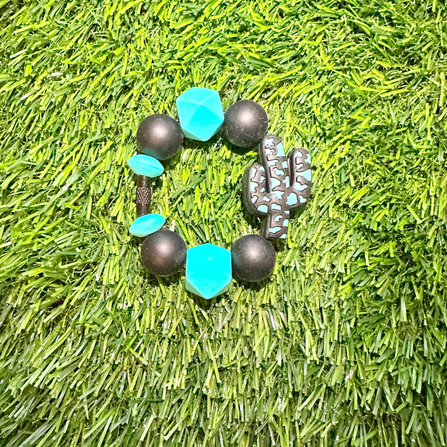 Western Cup Charm, Small Key Ring with Silicone Beads