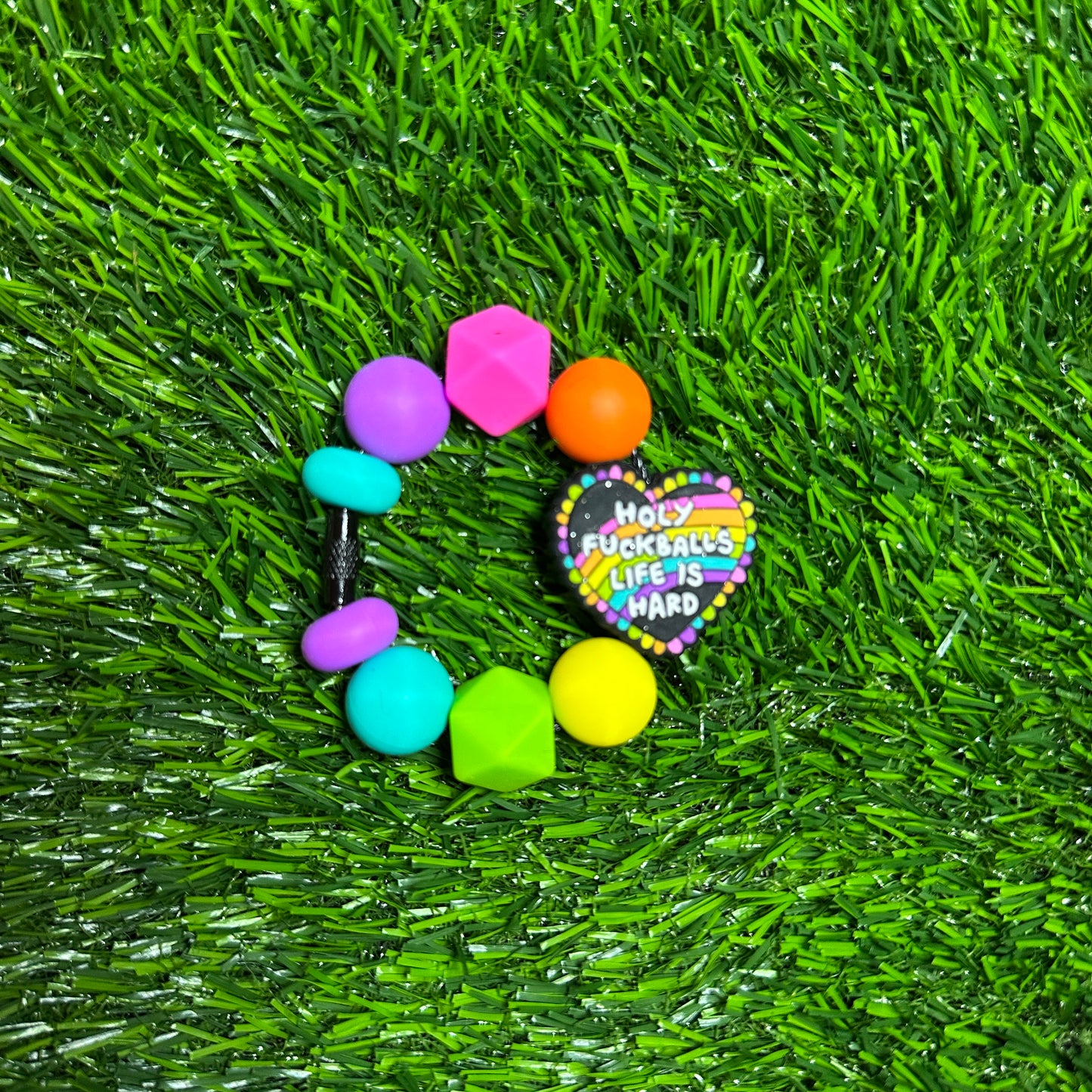 Holy F Balls Cup Charm, Small Key Ring with Silicone Beads