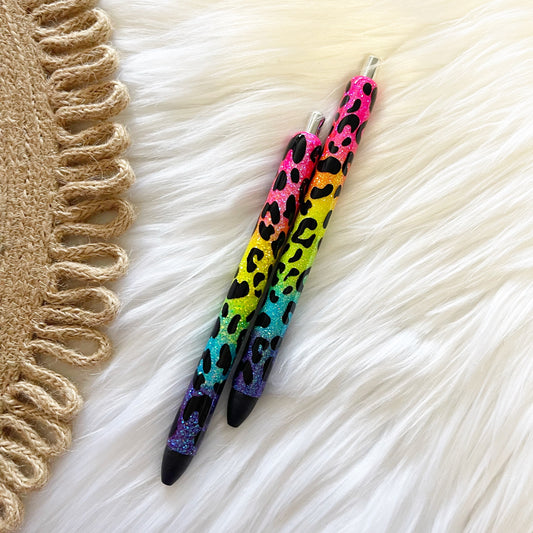 Leopard Rainbow Glitter Pen
