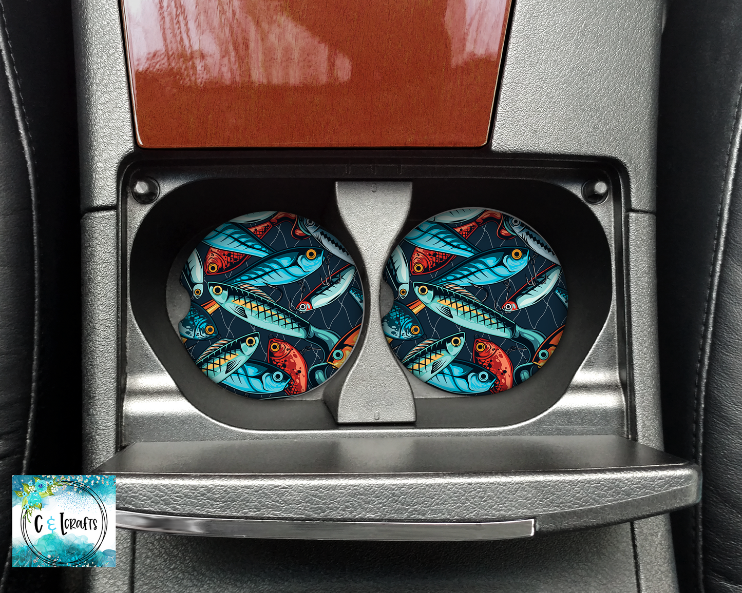 Fish //Set of 2 Car Coasters