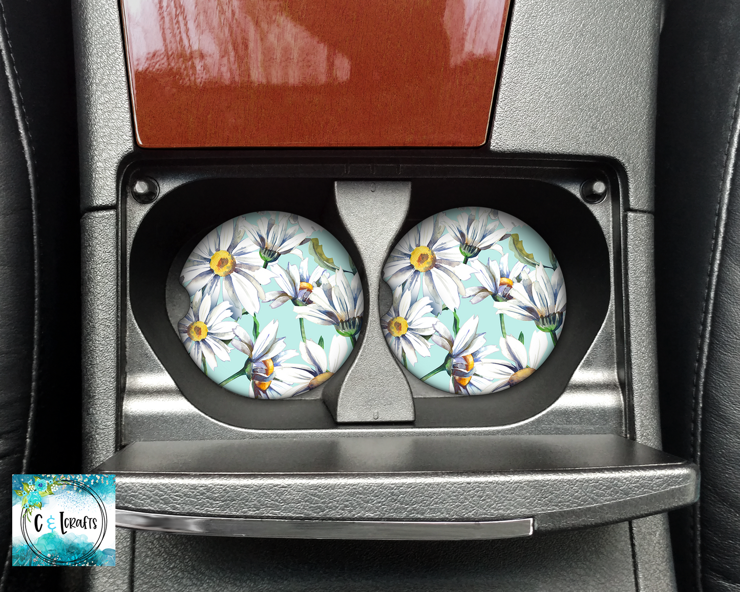 Daisy //Set of 2 Car Coasters