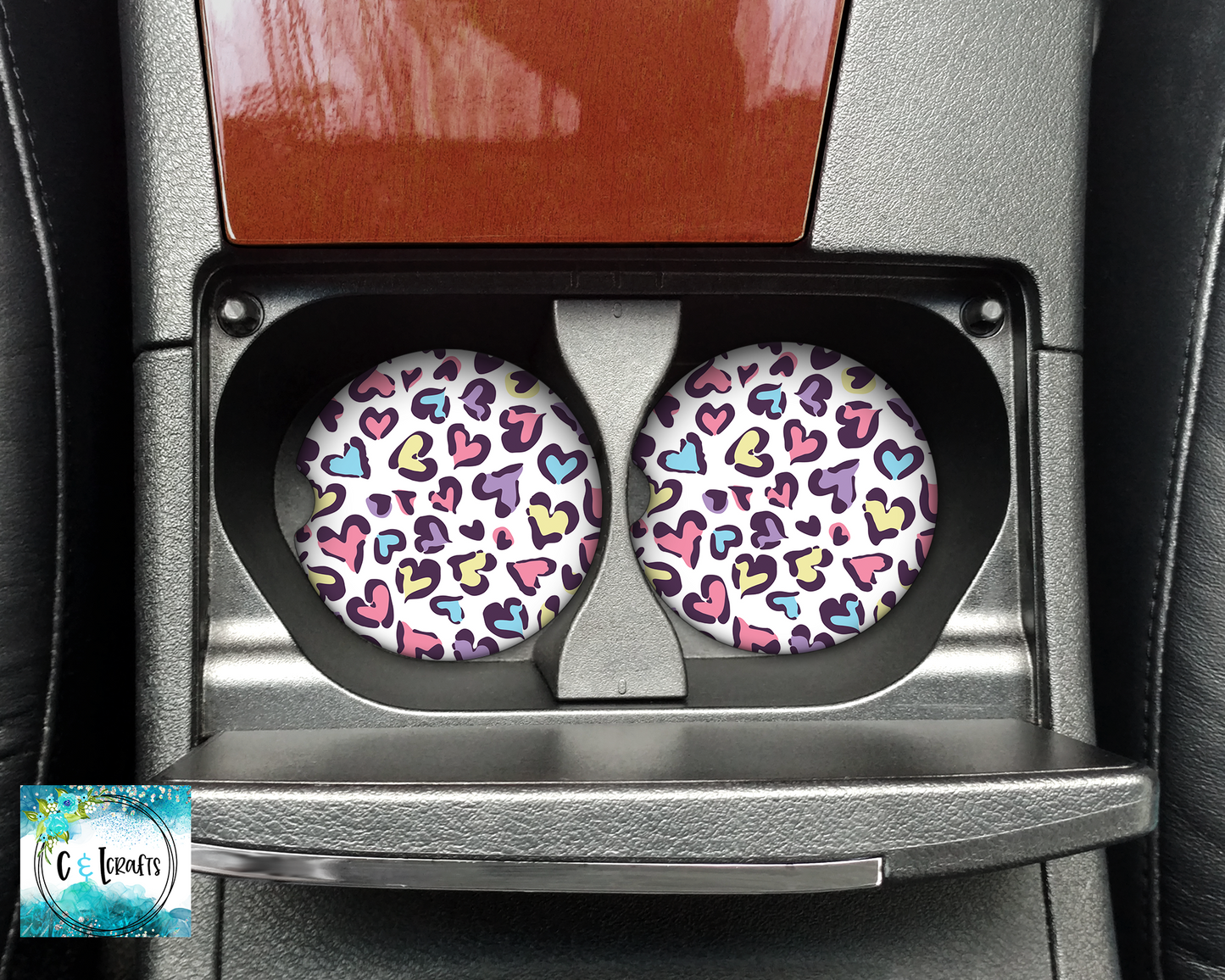 Hearts //Set of 2 Car Coasters