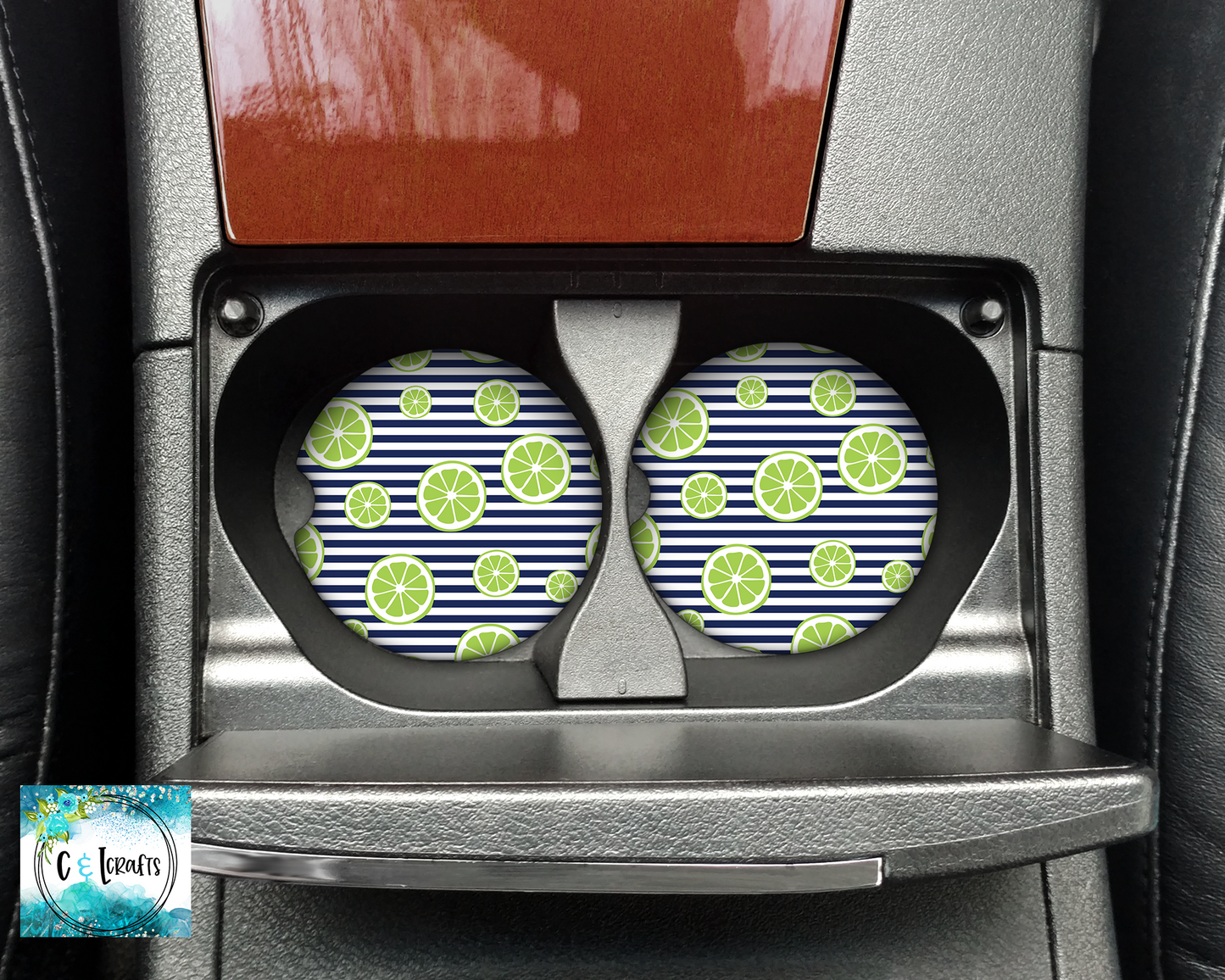 Lime Slices //Set of 2 Car Coasters