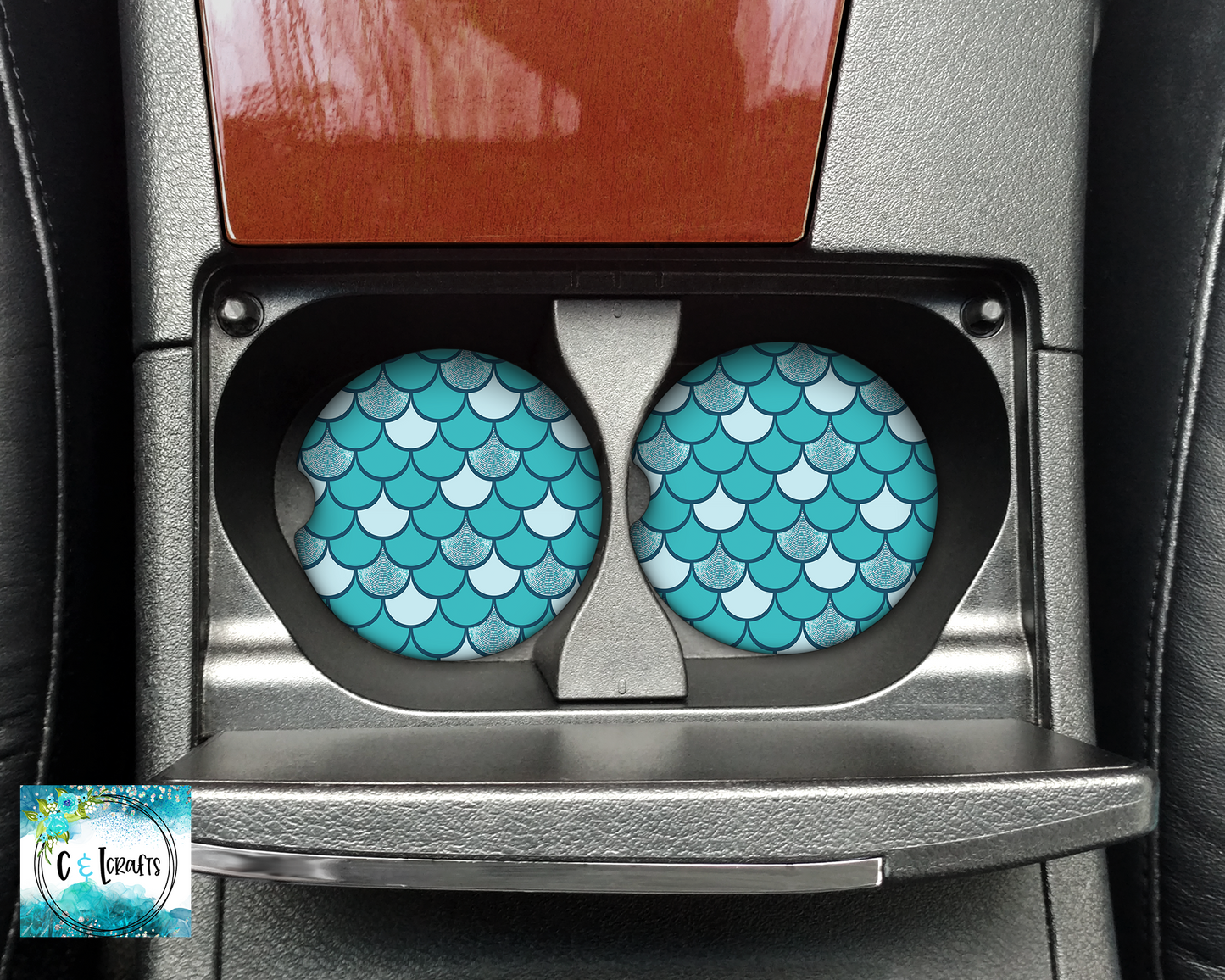 Teal Mermaid //Set of 2 Car Coasters