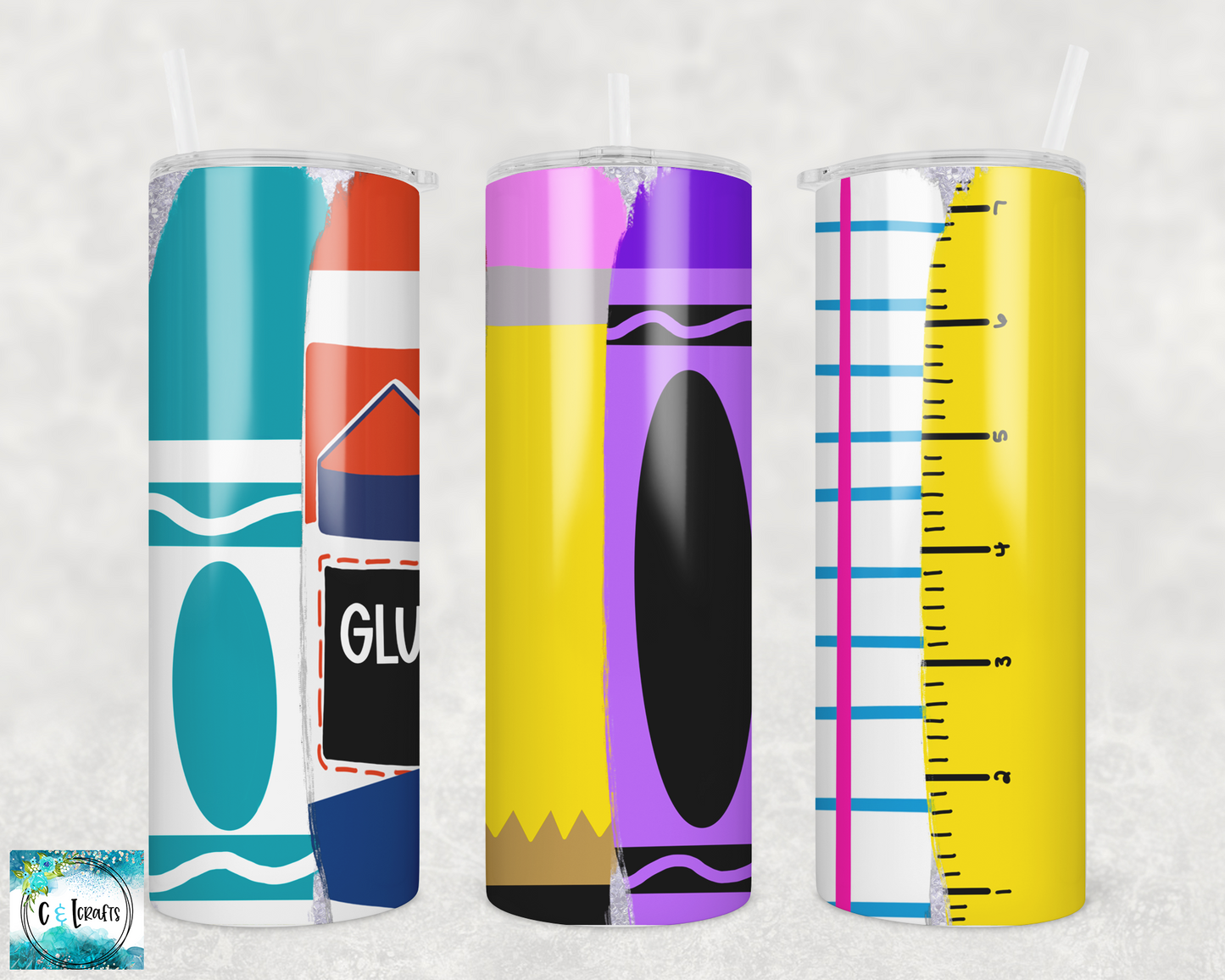 School Supplies 20oz Skinny Tumbler