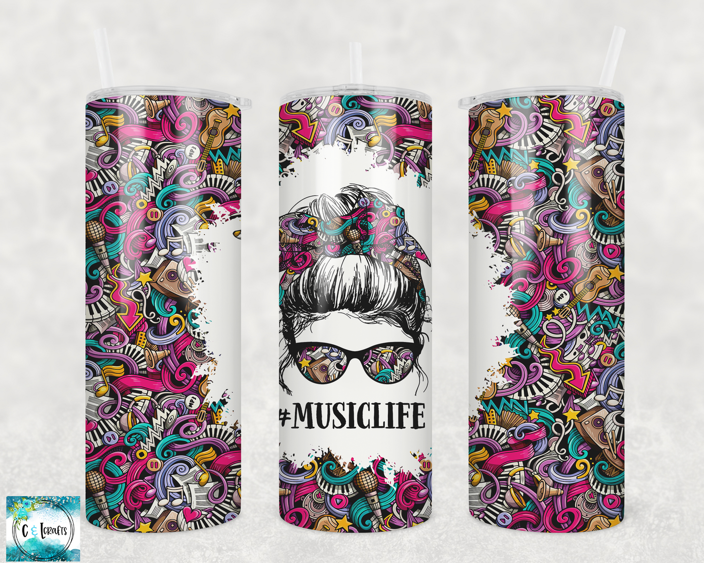 #Musiclife 20oz Skinny Tumbler
