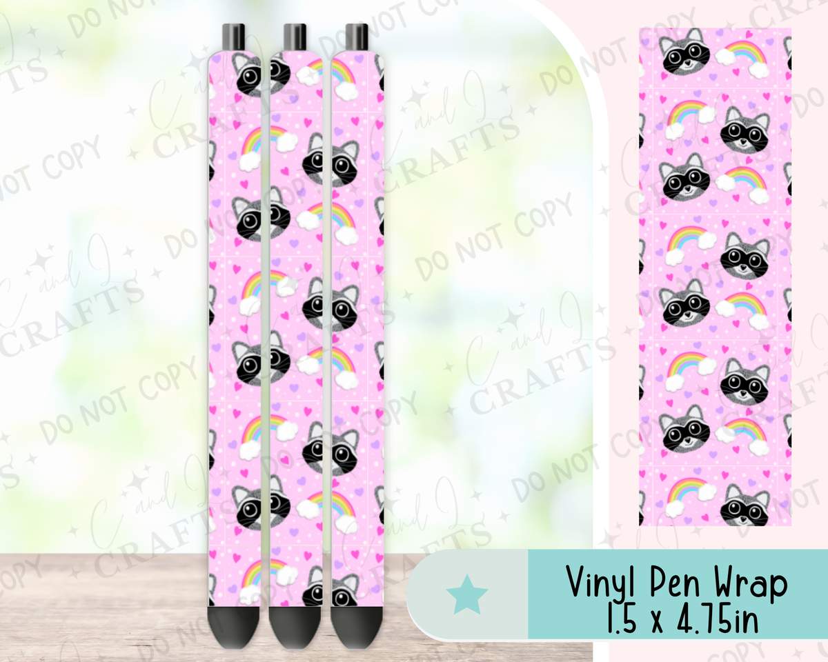 Rainbow Raccoon Vinyl Wrap for Pens -0055
