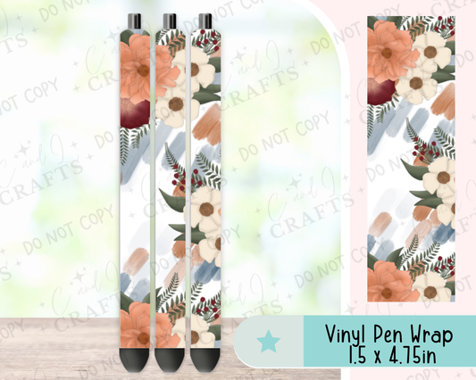 Fall Flowers Vinyl Wrap for Pens -0040