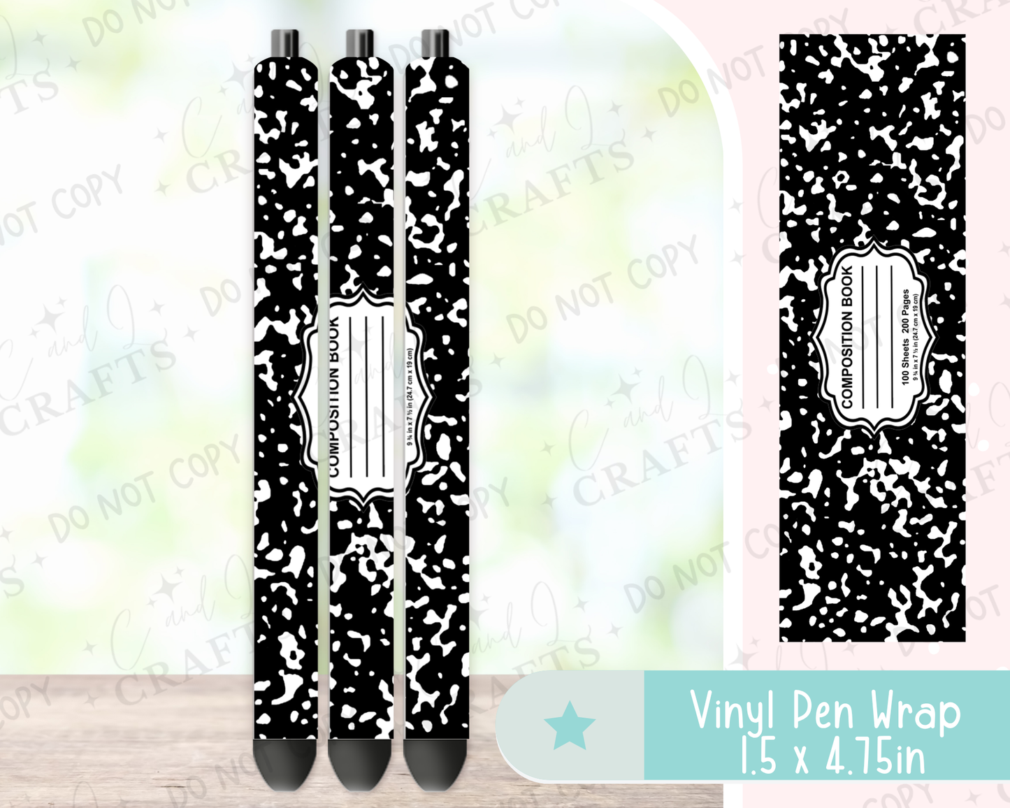 Composition Notebook Vinyl Wrap for Pens -0014