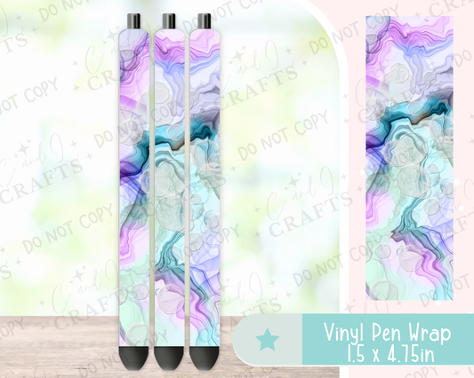 Teal Purple Pastel Watercolor Vinyl Wrap for Pens -0015