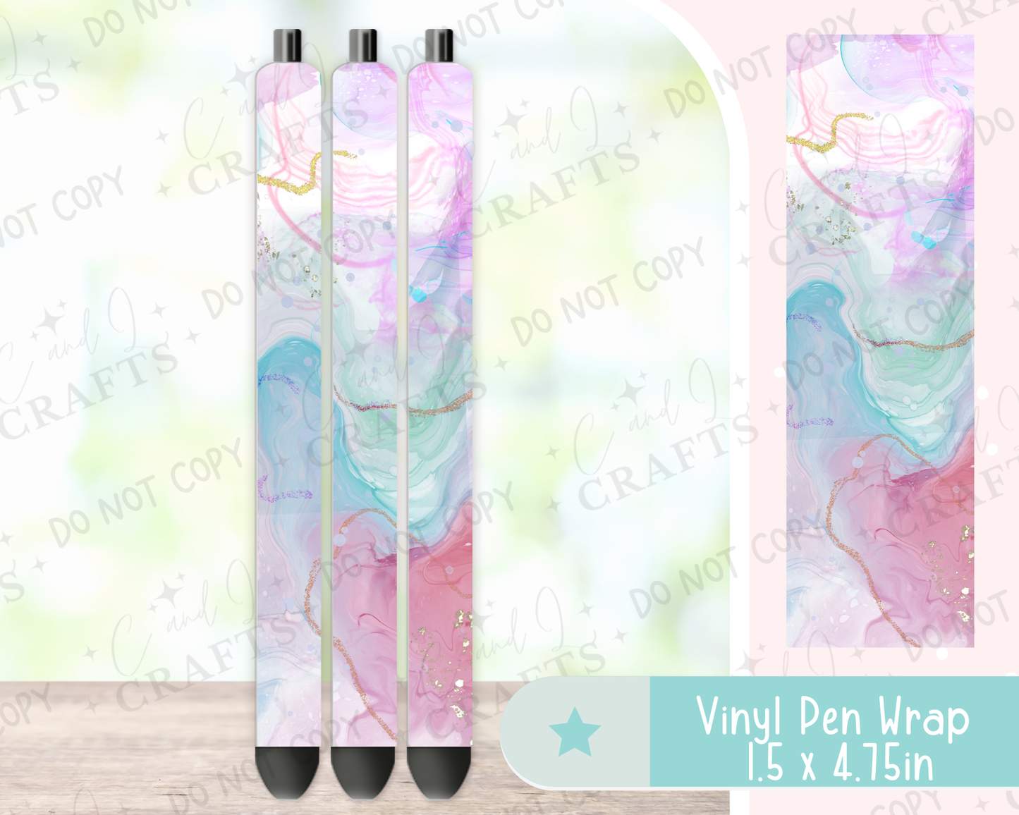 Pink and Blue Pastel Watercolor Vinyl Wrap for Pens -0016