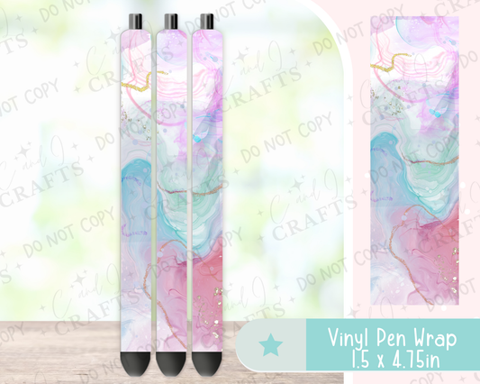 Pink and Blue Pastel Watercolor Vinyl Wrap for Pens -0016
