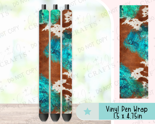 Turquoise Cow 2 Vinyl Wrap for Pens -0048