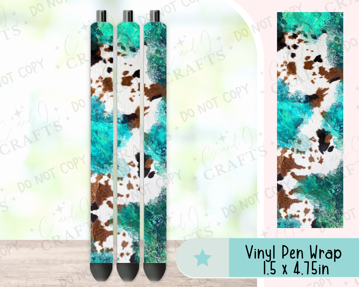 Turquoise Cow 1 Vinyl Wrap for Pens -0047
