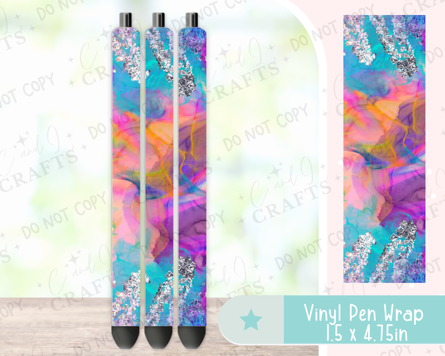 Bright Abstract Glitter Vinyl Wrap for Pens -0019