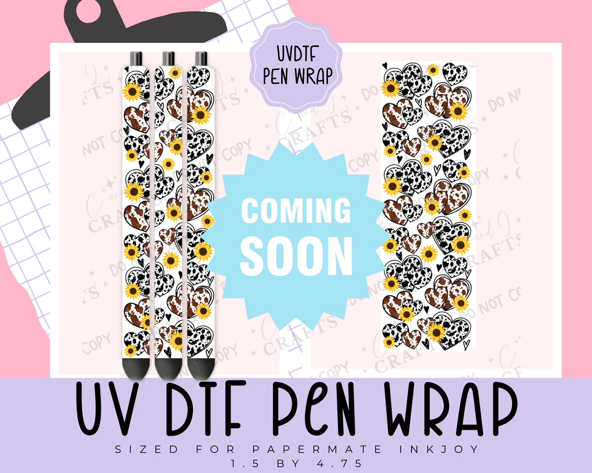 COMING SOON- Leopard Hearts & Sunflowers UVDTF WRAP for Pens