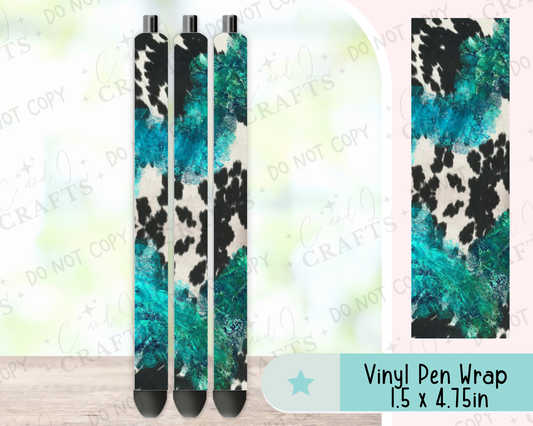 Turquoise Cow 3 Vinyl Wrap for Pens -0049