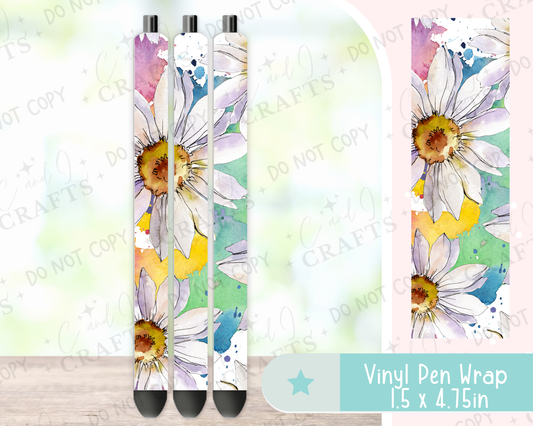 Watercolor Flowers Vinyl Wrap for Pens -0022