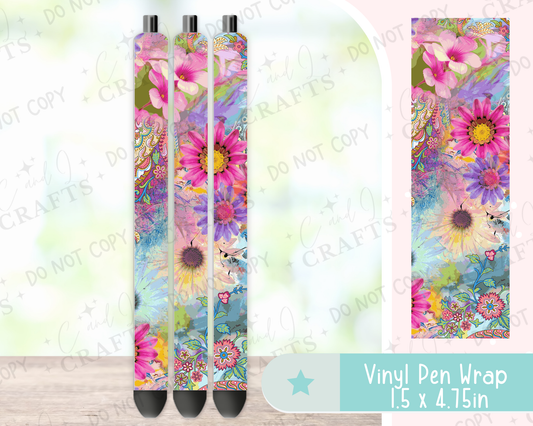 Floral Paisley Vinyl Wrap for Pens -0025