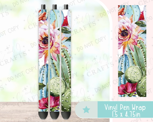 Floral Cactus Vinyl Wrap for Pens -0027