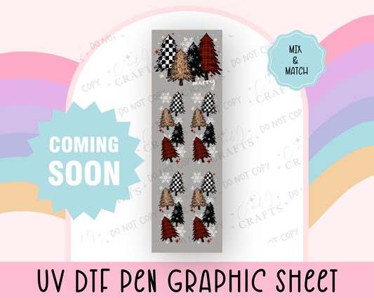 COMING SOON- Plaid Christmas Tree UVDTF Graphic Sheet for Pens
