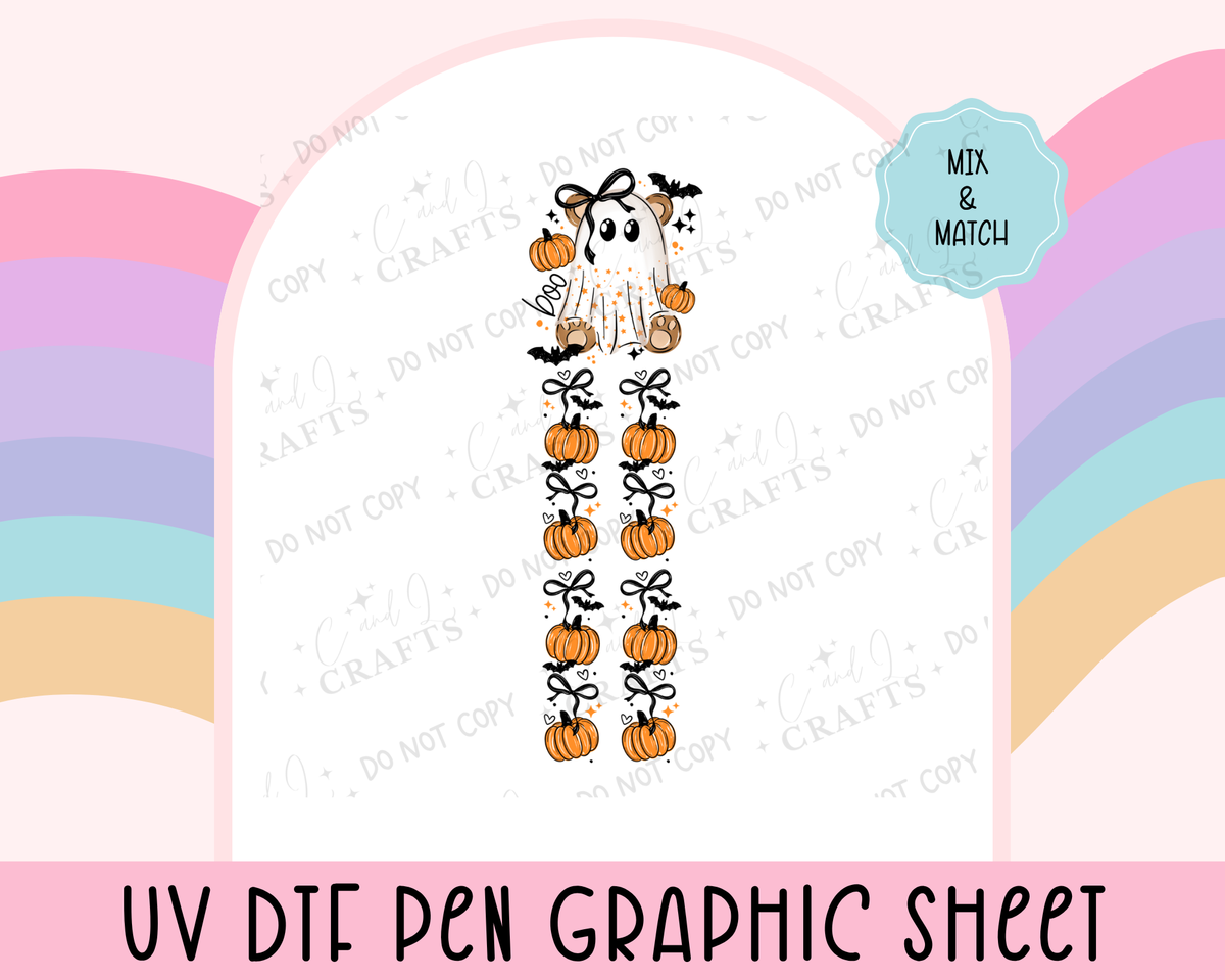 Boo Bear Ghosty UVDTF Graphic Sheet for Pens