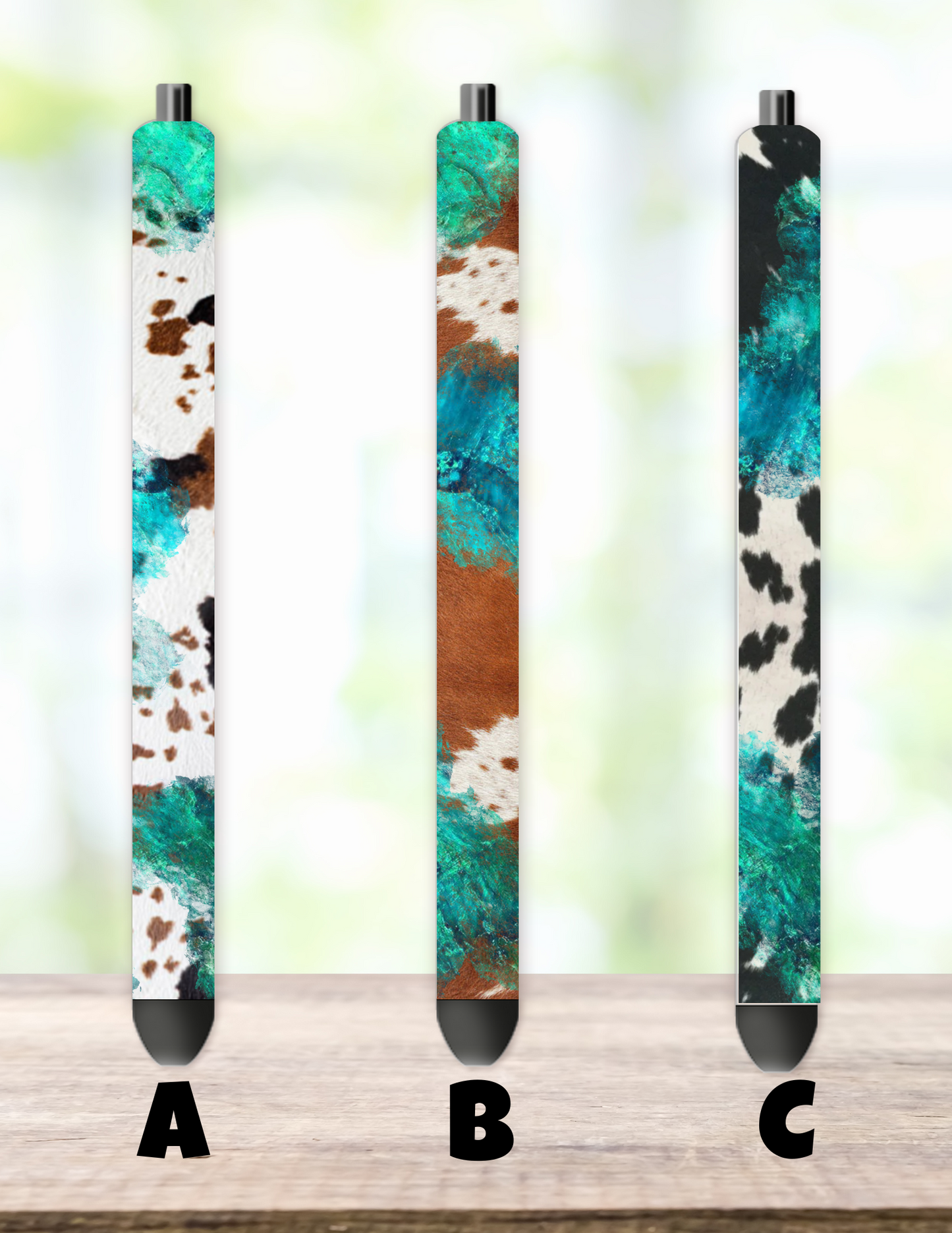 Turquoise Cow Print Pen Wrap