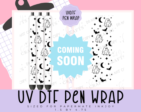 COMING SOON-Middle Finger Ghosty-BLACK- UVDTF WRAP for Pens