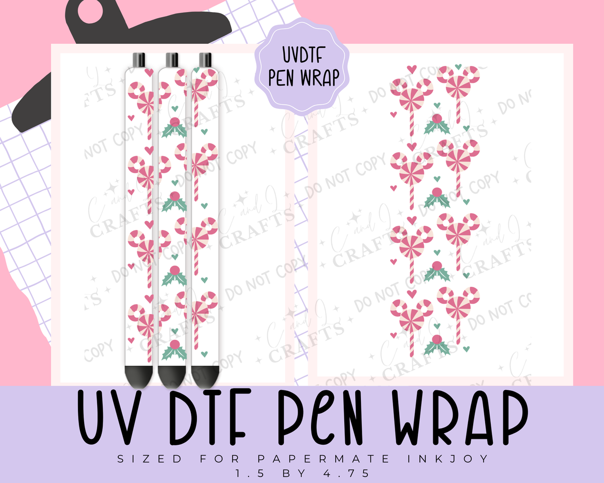 Candy Cane Mouse UVDTF WRAP for Pens
