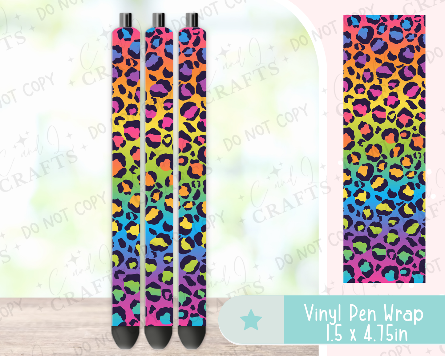 Rainbow Leopard Vinyl Wrap for Pens -0006