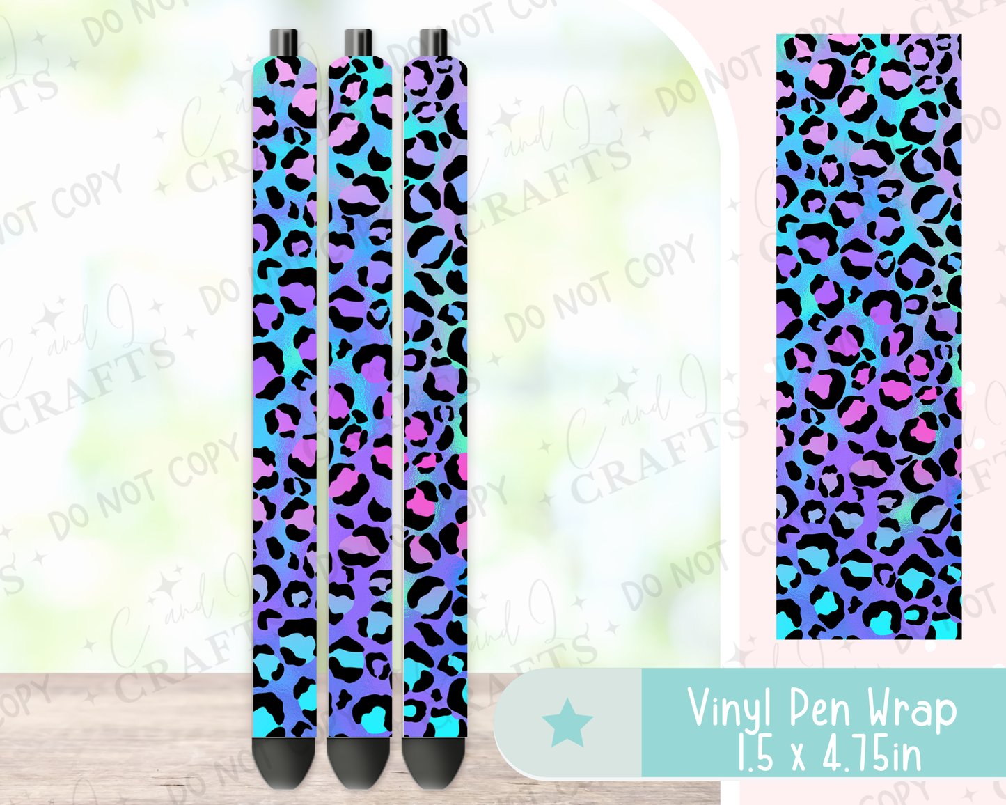 Purple and Blue Leopard Vinyl Wrap for Pens -0007