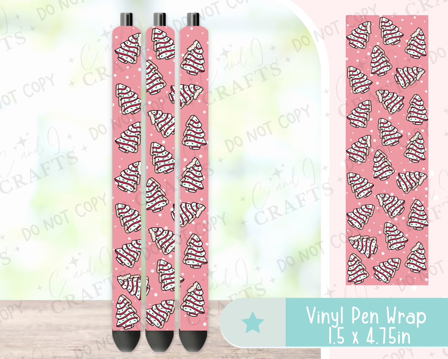 Pink Christmas Cake Vinyl Wrap for Pens -0009