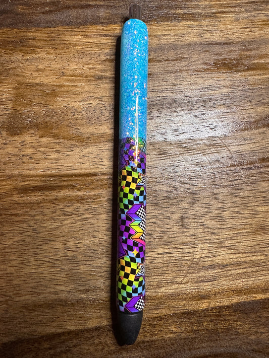 Colorful Lightening Bolt Checker Wrap with Glitter Pen