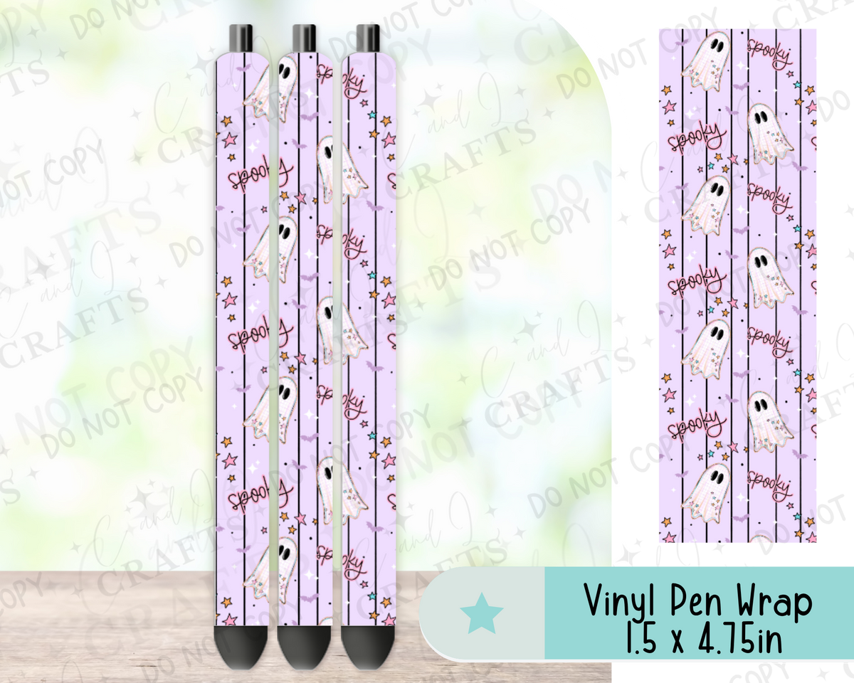 Spooky Ghost Vinyl Wrap for Pens -0044