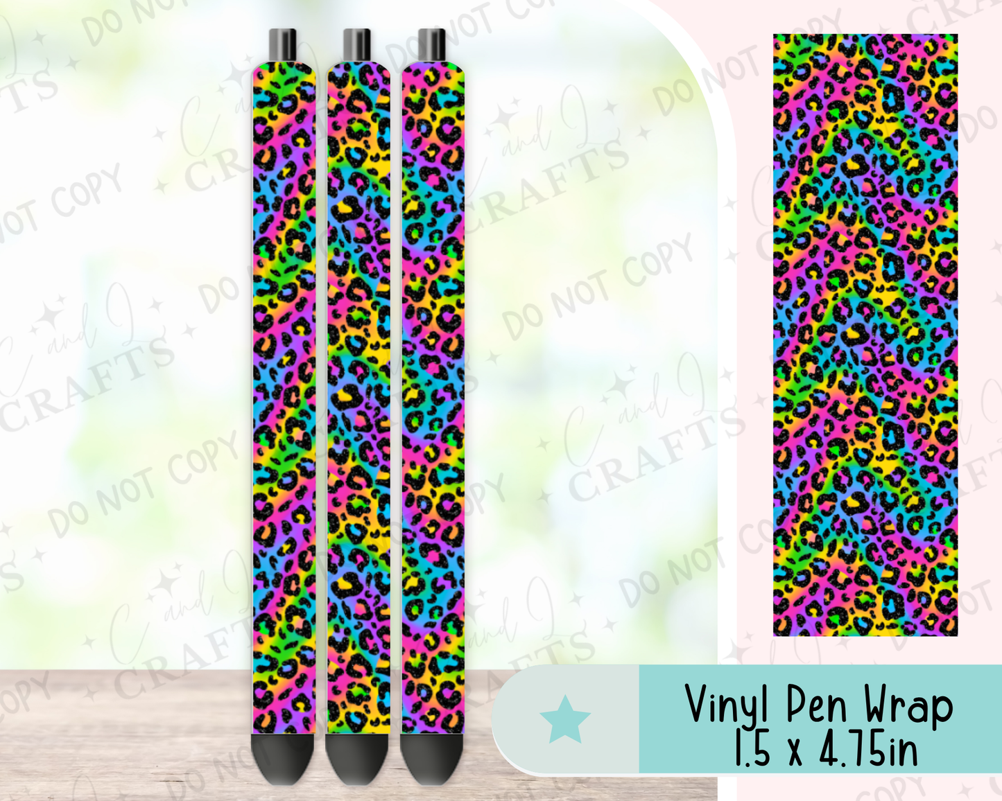 Rainbow Leopard Vinyl Wrap for Pens -0031