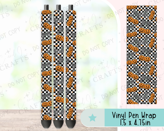 Pumpkin Checker Vinyl Wrap for Pens -0032