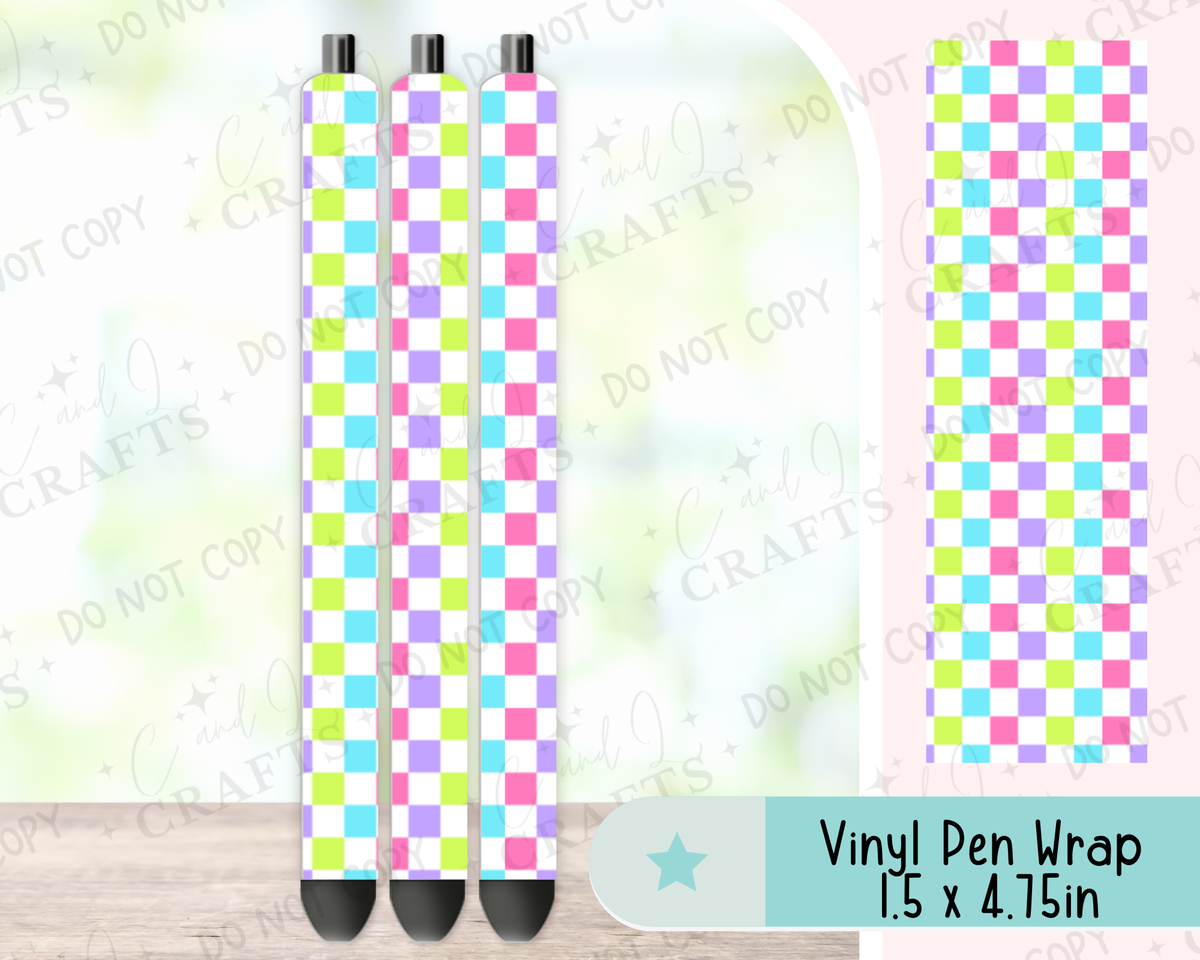 White and Bright Checker Vinyl Wrap for Pens -0035