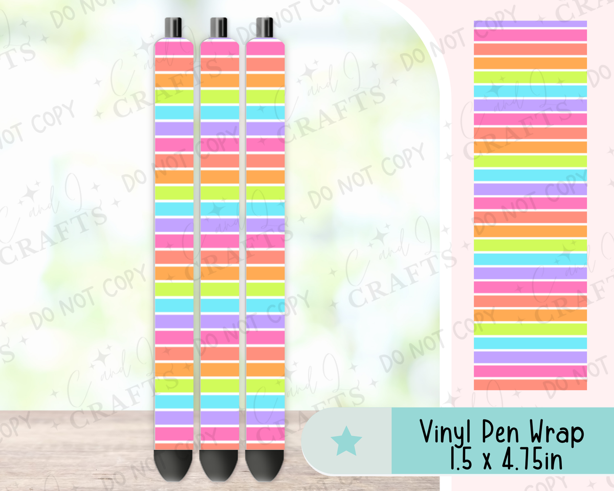 White and Bright Stripe Vinyl Wrap for Pens -0036